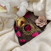 Vriksham Divine Krishna Idol Top & Manga Base Design Kumkum Box-Red Green-G20270